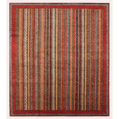Aryana Wool Striped Area Rug in Red