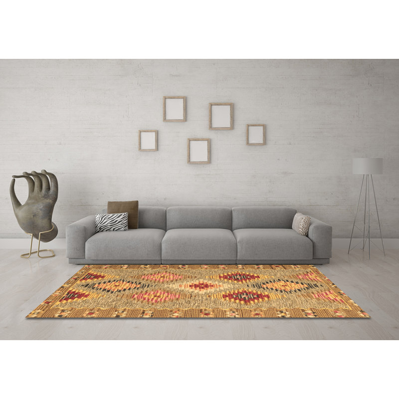 Washable Geometric Indoor Rug, Square 8'