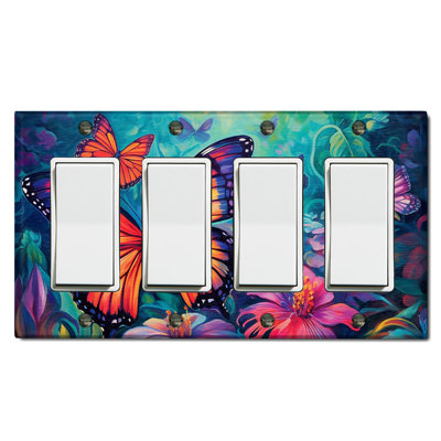 Nature Themed 4 - Gang Toggle Light Switch Standard Wall Plate