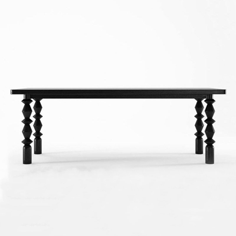 Rectangular Solid Wood Dining Table, Black, 29.53"H x 78.74"L x 31.5"W
