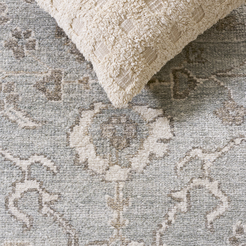 Oushak Hand Knotted Viscose Rug, Rectangle 6' x 9'