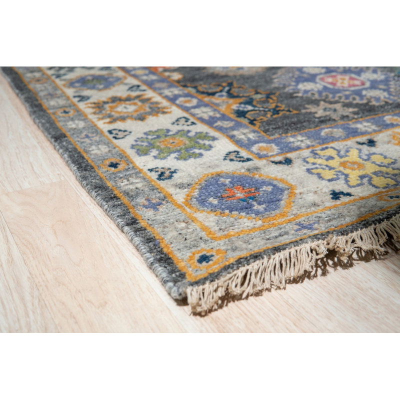 Gray Hand-Knotted Wool Floral Constellation Classic Traditional Modern Contemporary Carpet Rug, 6' x 9'