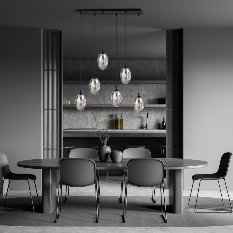 Enora 6 - Light Black Cluster Pendant, Grey