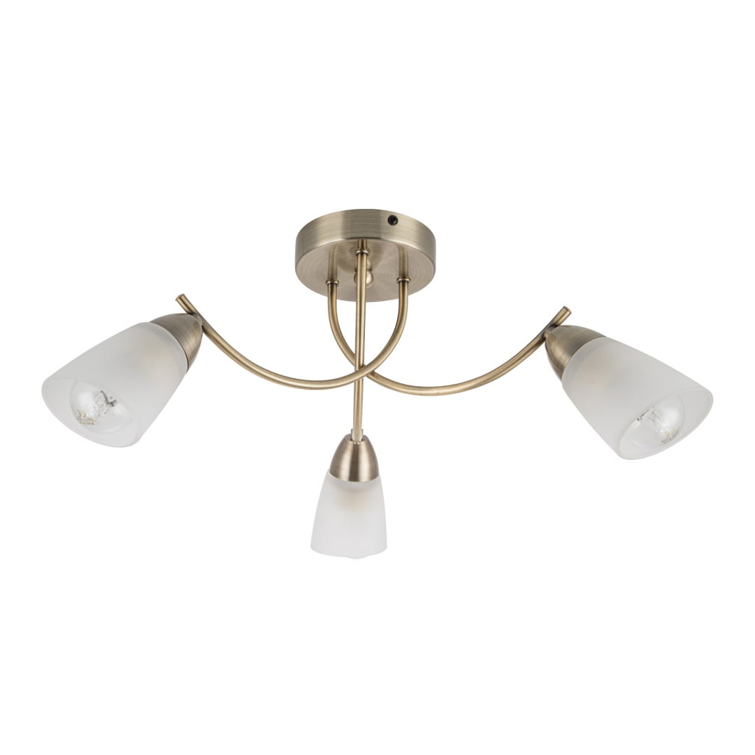 Hallie Bathroom Light 3 Classic Glass Ceiling Light - IP44, 50x50x21cm, 3xE14. Max. 10W LED (Bulb not included)
