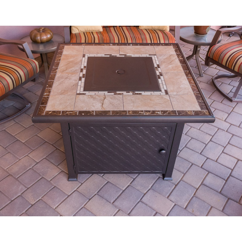 Stoke Square Steel Propane Smokeless Fire Pit Table with Hidden Fuel Tank