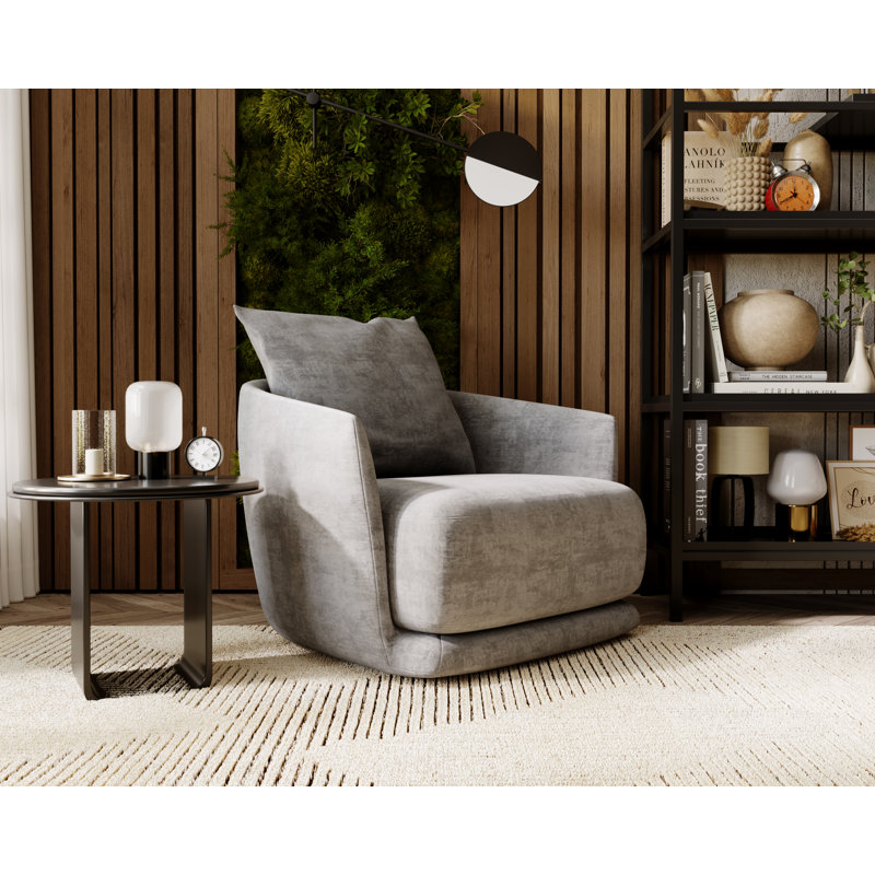 Mahn Upholstered Swivel Armchair, Polyester Blend - Grey