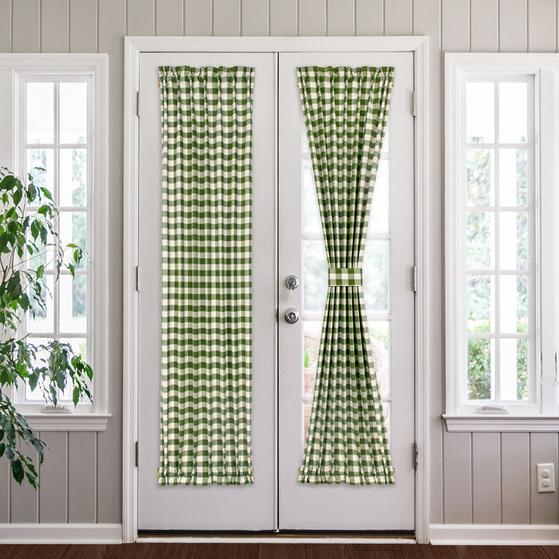 Anthelme Semi Sheer French Door Curtain Single Panel, Sage, 25" W x 72" L
