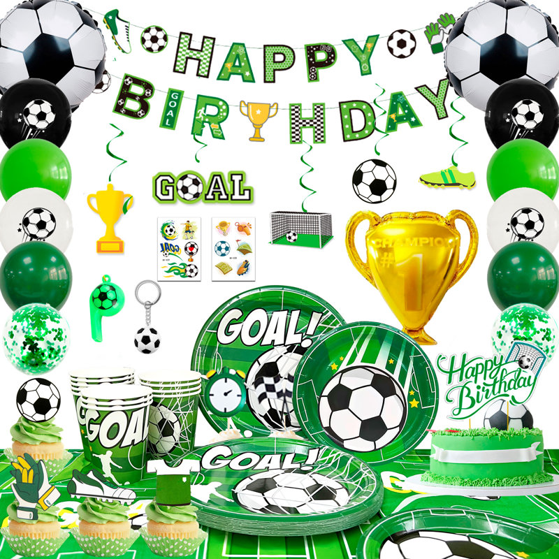 Football Party Supplies-113pcs Football Party Decorations&Football Tableware Set