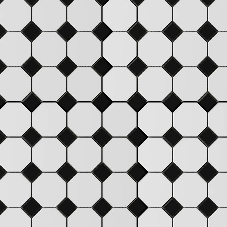 Geometry 2"x2" Octagon and Dot Mosaic Tile
