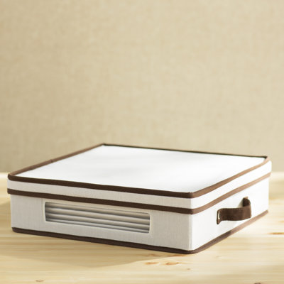 Burnie Dining Plate Chest with Brown Trim