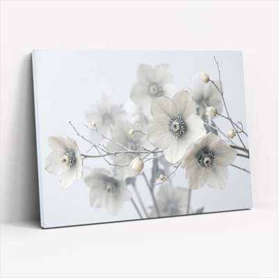 Ensemble de 1 tableau mural floral sur toile blanche