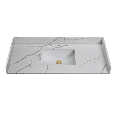 48'' Quartz Single Bathroom Vanity Top with Sink– For Vanity Replacement, No Cabinet
