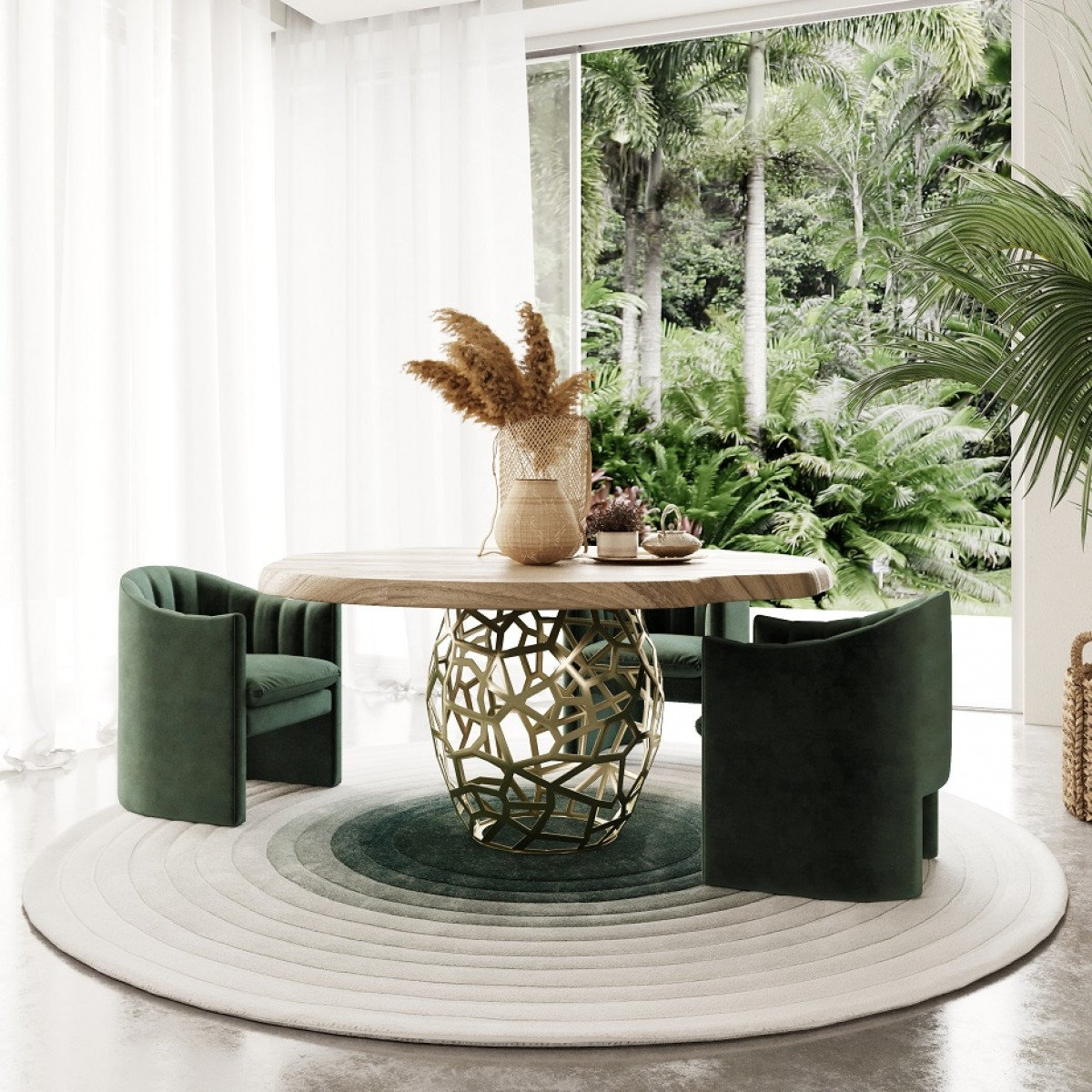 Kidman Velvet Dining Armchair, Green Velvet