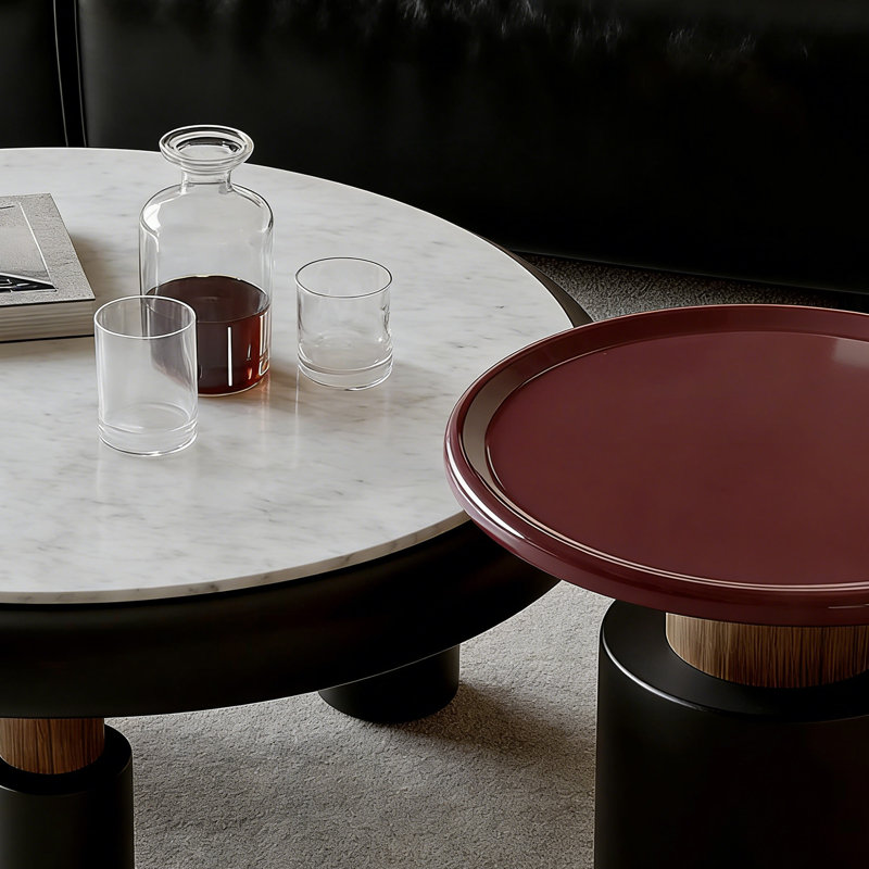 High-End Small Apartment Round Coffee Table Set