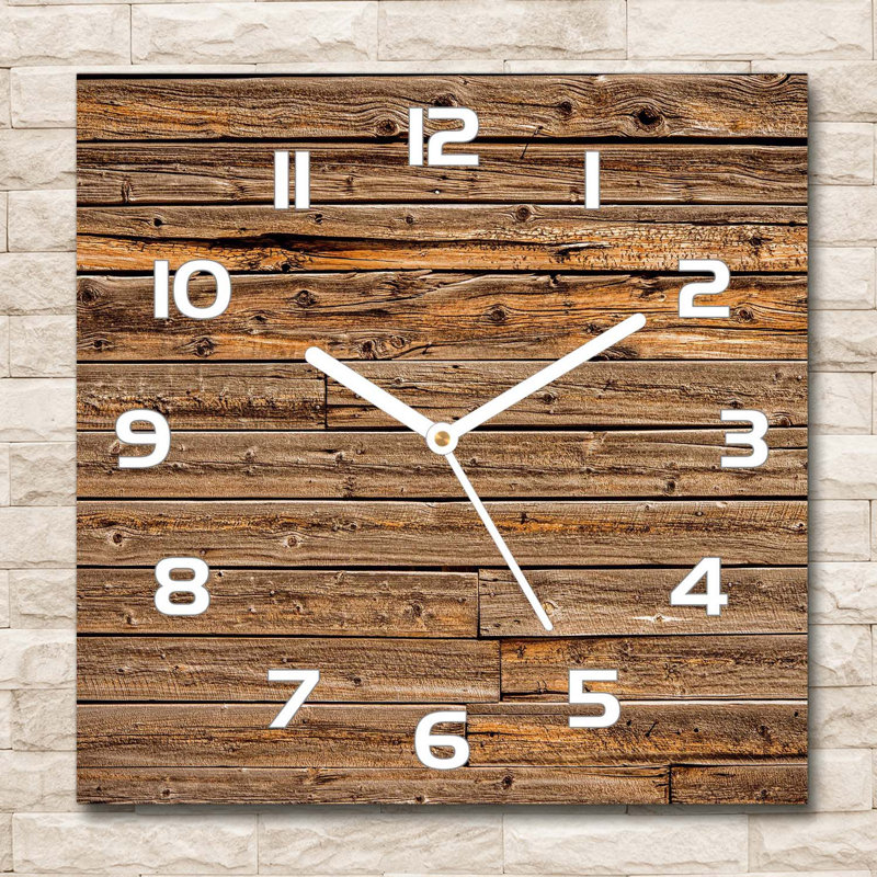 Glass Wall Clock, White/Brown