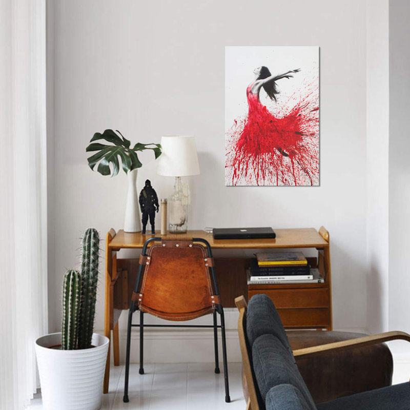 « rose danse », impression sur toile, H 12 po x l 8 po x P 0,75 po, Toile tendue, Pas de tapis