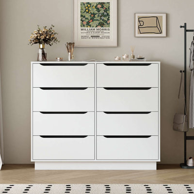 Commode pour chambre à coucher, commode longue avec 8 tiroirs, commode en bois de 47,2 po de largeur avec 8 tiroirs, armoire de rangement pour vêtements de grande capacité, commodes larges pour vestibule de salon de chambre à coucher