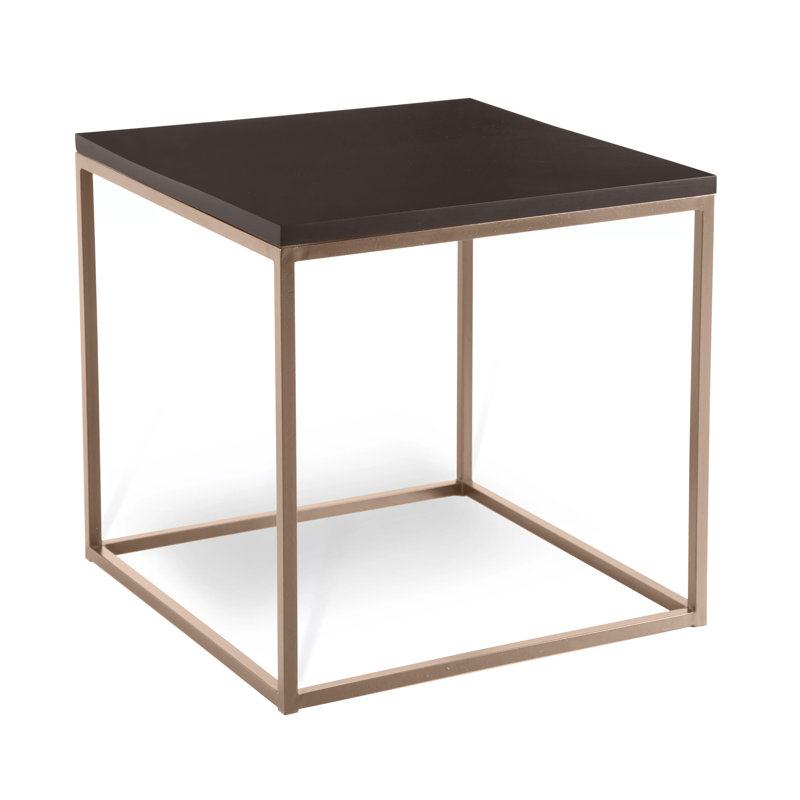 Chaplin Solid Wood End Table, Cinder, Argento Antico