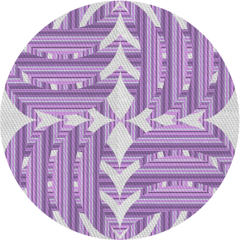 Tapis géométrique mauve / gris, Rond 3 pi