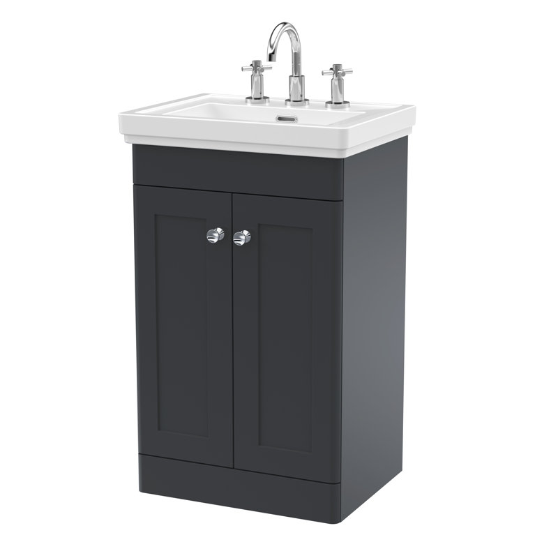 Classique 531 mm Freestanding Single Vanity with Integrated Basin, Satin Gray