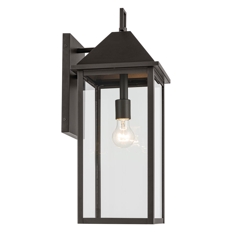 22" 1-Light Outdoor Wall Light with Clear Glass, Bronze