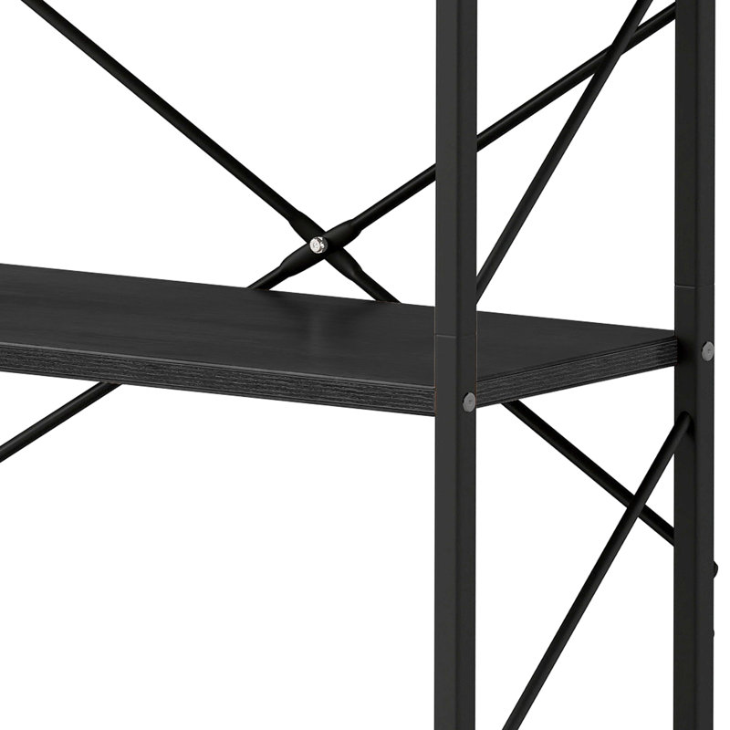 Industrial Bookcase, Corner Shelf Unit, Shelving Unit,  For Living Room, Study, Home Office, Black