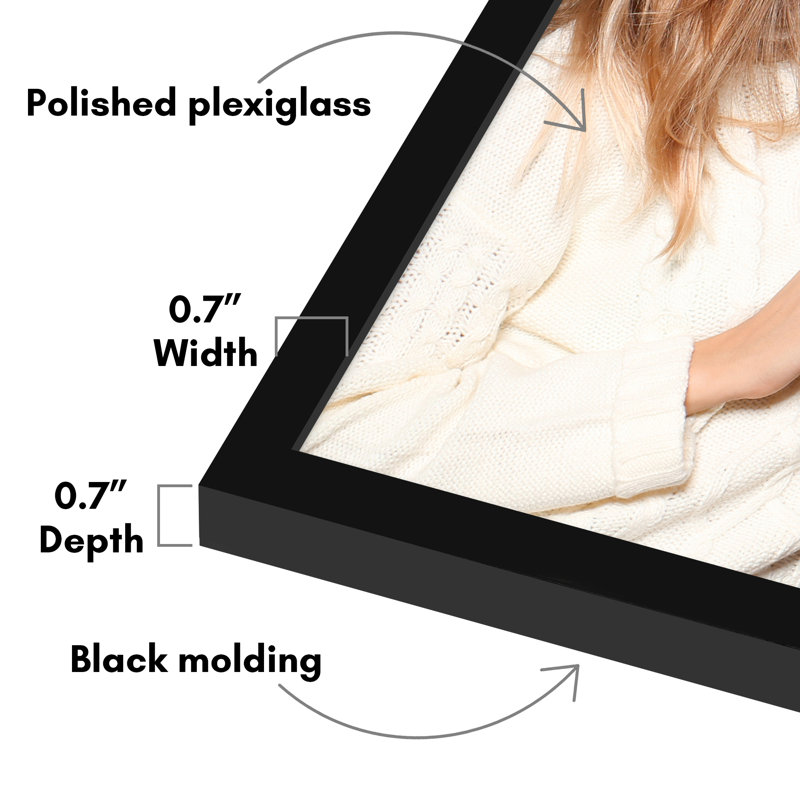 Americanflat Picture Frame - Thin Border Poster Frame with Plexiglass for Wall Display, Black, 17" x 21"