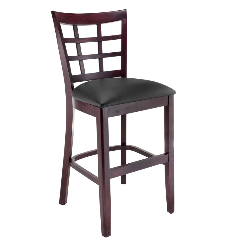 Chaise de bar à dossier en treillis, Acajou foncé