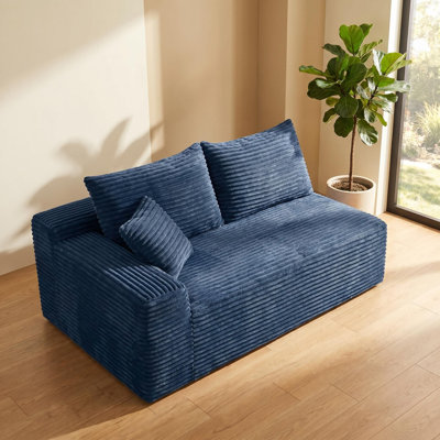 Causeuse bleue sans accoudoirs, sans accoudoirs, pour 2 personnes