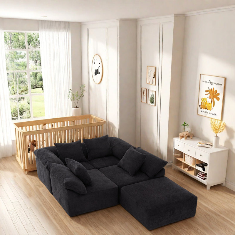 Canapé modulaire surdimensionné Boneless Luxury, Noir, noir, noir, noir
