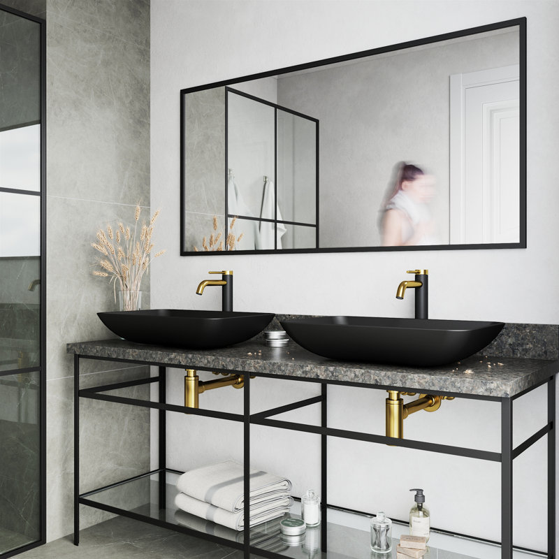 Hadyn 22" L x 14" W x 4" H Rectangular Glass Vessel Bathroom Sink with 10" H Faucet