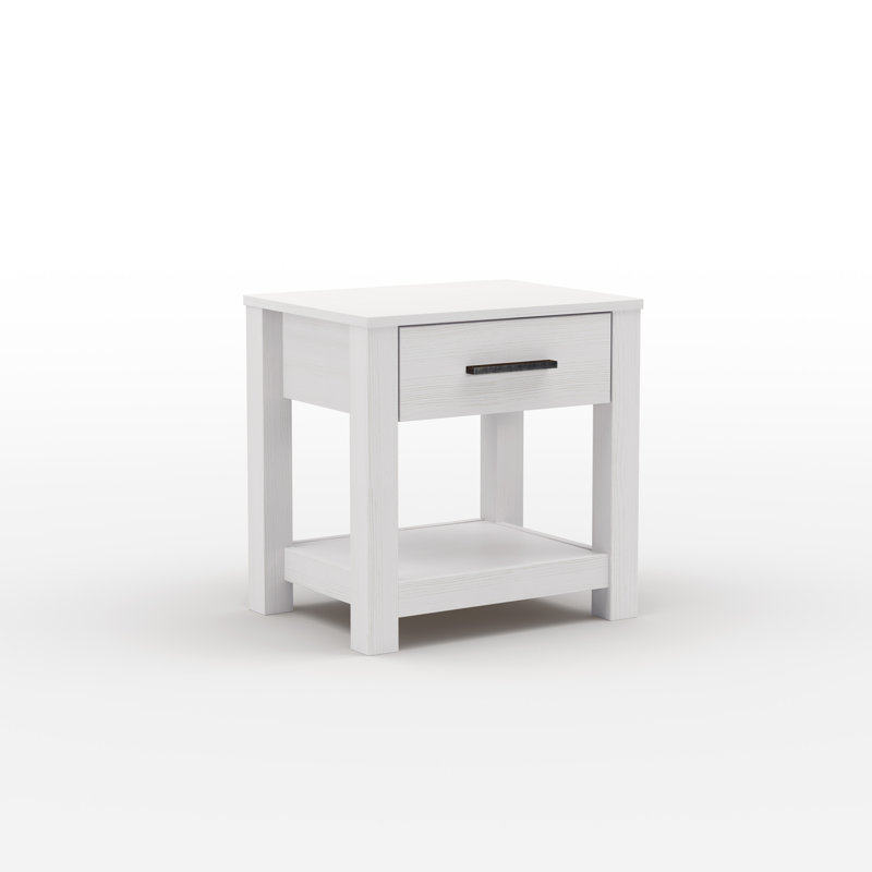 Loft 22.5'' W Solid Wood Nightstand, Brushed White