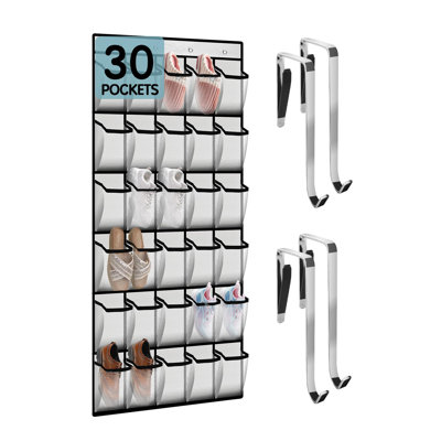 Rangement pour chaussures à suspendre au-dessus de la porte avec 30 poches en filet respirantes - Rangement pour garde-robe grande capacité