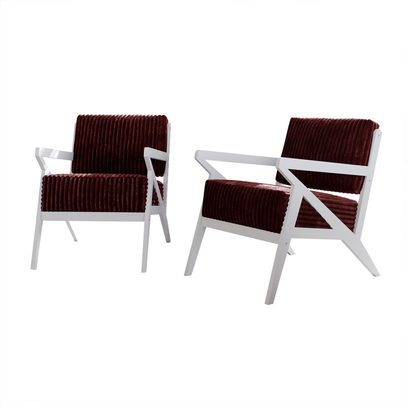 Ensemble de chaises d'appoint 2 pièces Merrin, Rouge, Blanc