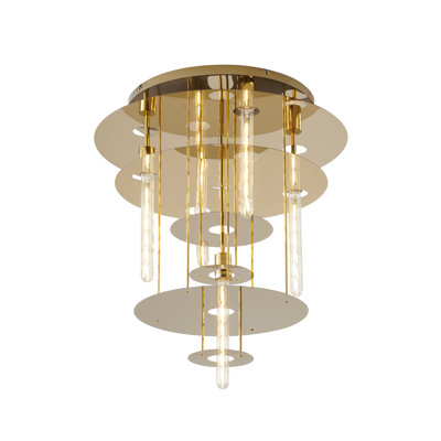 5-Light Gold Flush Mount With 4 Tier Halo