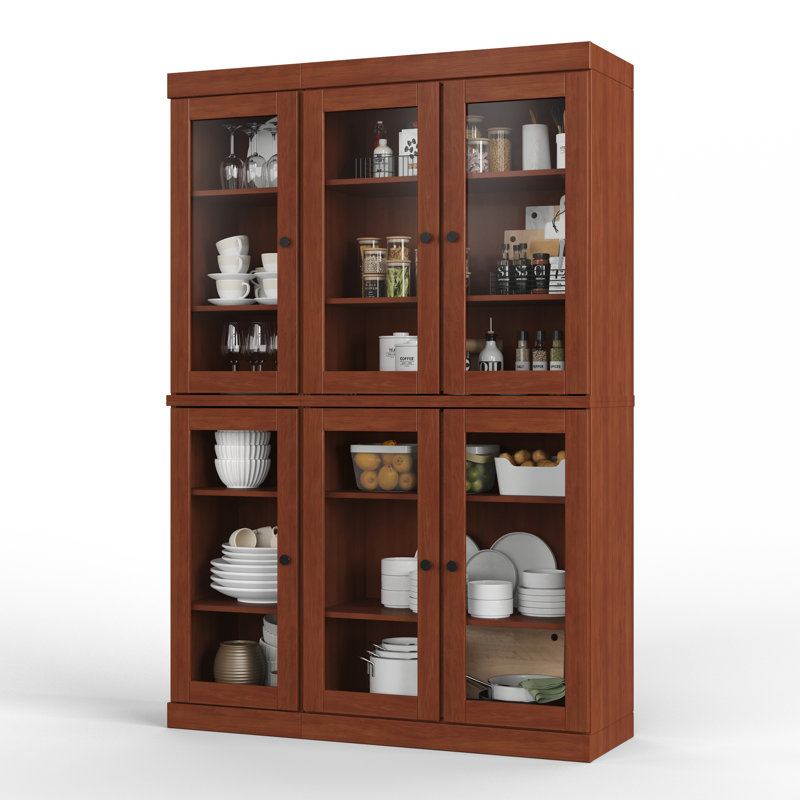 Vaisselier 48,5 po en bois massif et verre, Moka