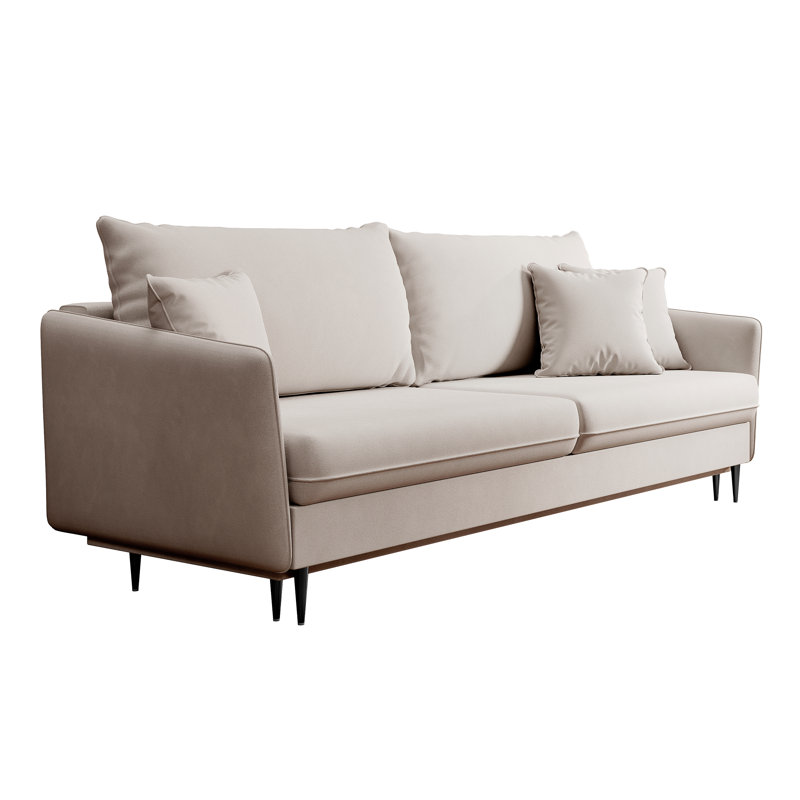 Almonor 3 Seater Velvet Sleeper, Beige