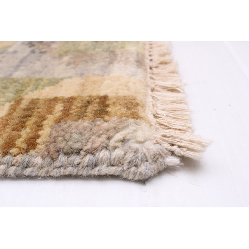 Tapis gris clair en laine noué à la main de conception unique 9 pi 1 po x 11 pi 11 po New Age Damorion