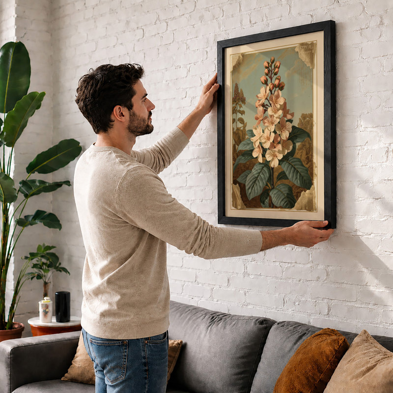 Flowering Plant Study Botanical - Framed Print, A3 - 42.0 x 29.7 cm, Black