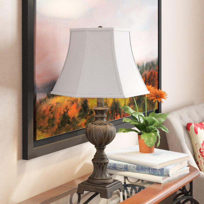 Aranda Resin Table Lamp, Coffee Silvertone