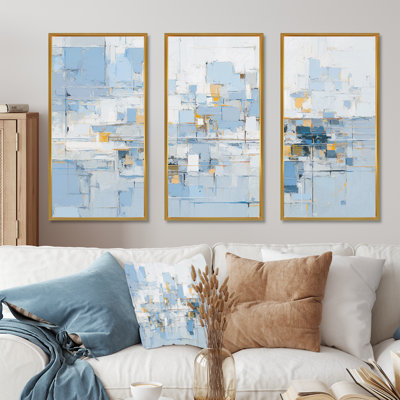 Ensemble de décorations murales abstraites bleues et blanches - Collages abstraits