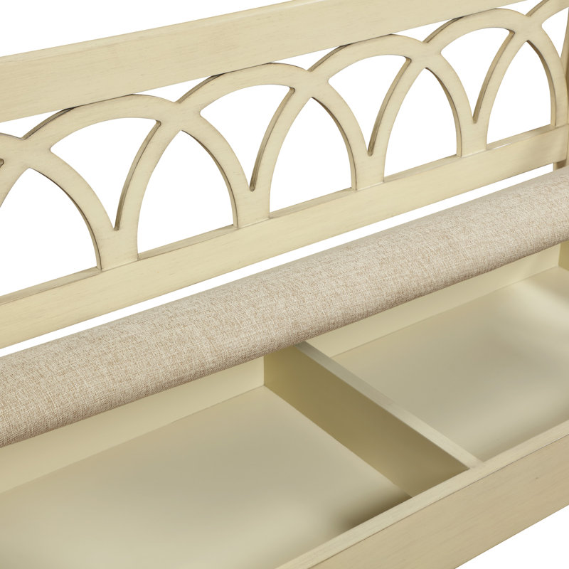 Banc de rangement à couvercle rabattable Ogburn, Blanc antique