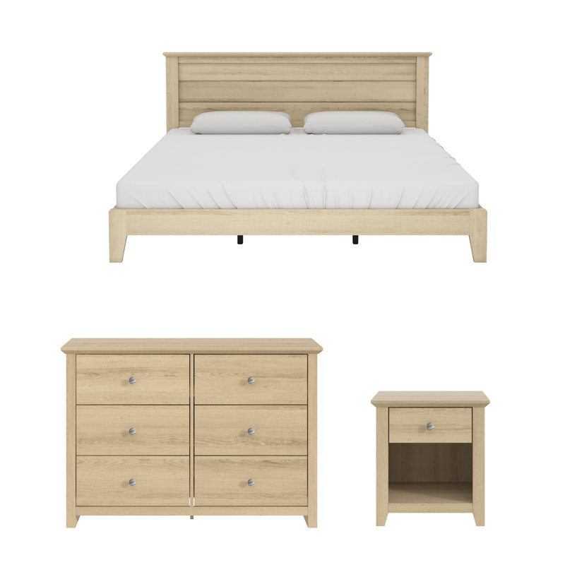 Ensemble de chambre à coucher contemporaine 3 pièces Tevrat