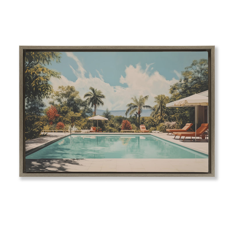  Toile flottante encadrée "Tropical Villa" par Arlington Prints, H 17 po x l 25 po, Cadre flottant orme Montalcino