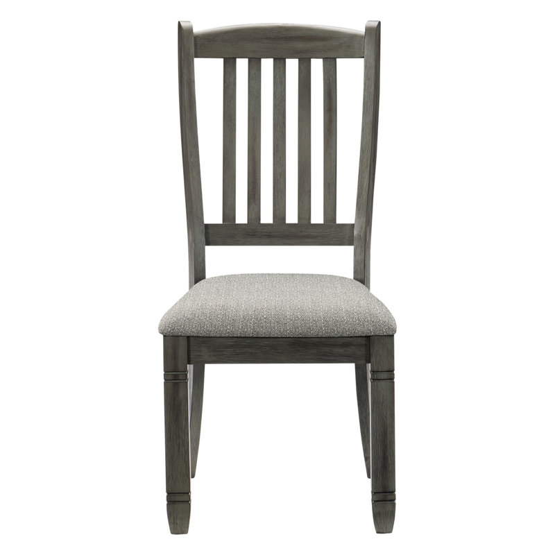 2 pièces, chaises d'appoint à cadre en bois gris antique pour salle à manger, revêtement en tissu, H 19,5 po x 24,5 po x 40 po