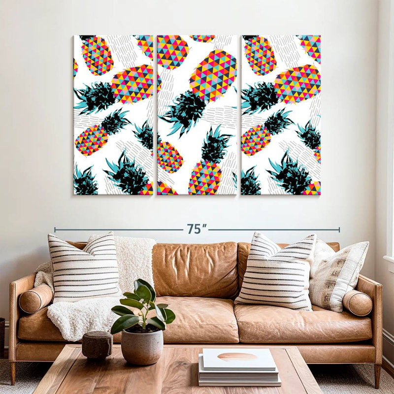 Yarlin Vibrant Pineapple Pattern, 42" H x 65" W