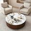 Table basse ronde moderne avec plateau en pierre frittée et 2 tiroirs Modern