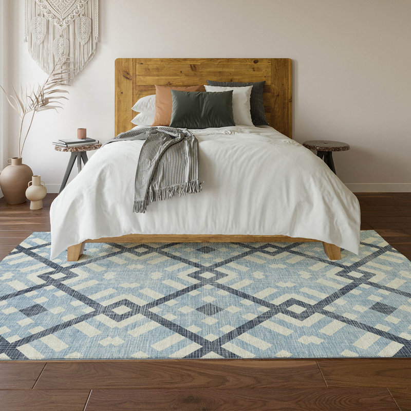 Premium Machine Washable Mayfield AMF616 Geometric Rug, 10' x 14', Sky