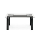 Levante Glass Extendable Table with Wooden Legs