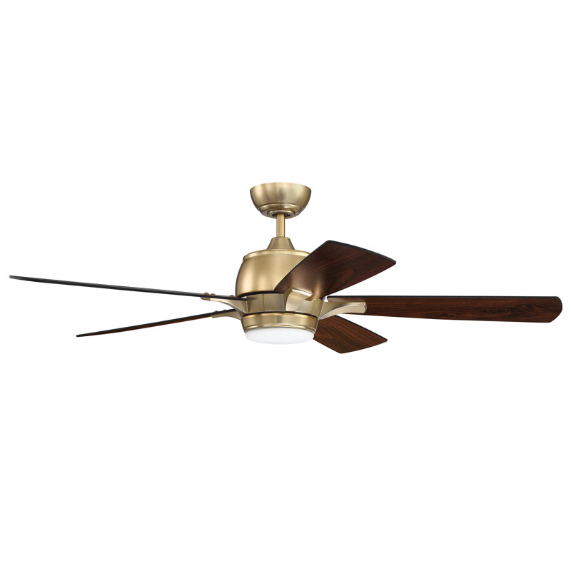 Ventilateur de plafond standard à DEL à 5 pales de 52 po avec commande murale et ensemble d'éclairage inclus Stellar